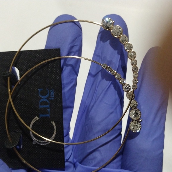 Gold tone 2.5-in Big Hoop Sparkling Crystal Earrings - Women's Fashion Jewelry - Picture 6 of 6